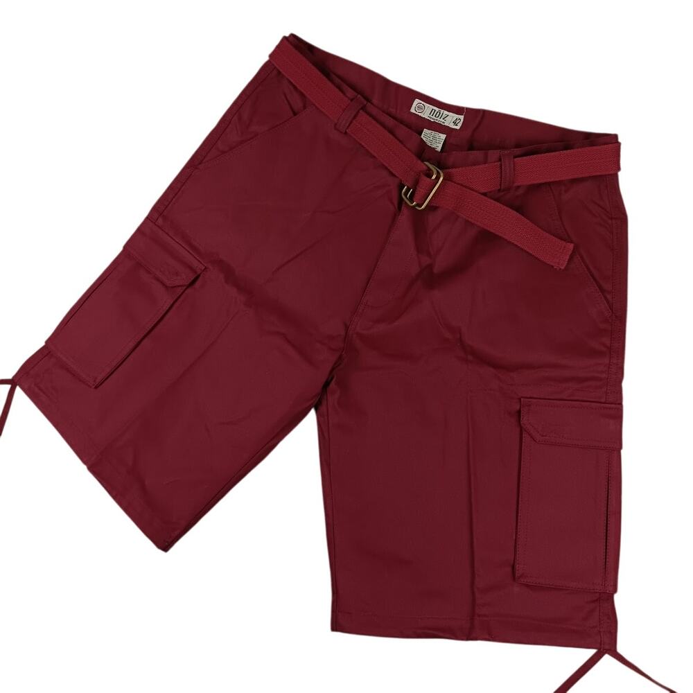Noiz Canvas Cargo Shorts Mens 42X13 Red Baggy‎ Street Skate Belted Hiking